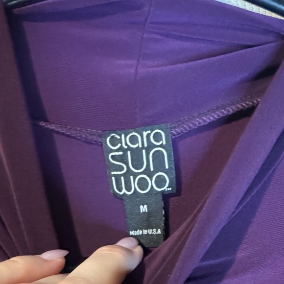 Clara Sun Woo Deep Purple Long Sleeve Dress - Picture 3 of 3